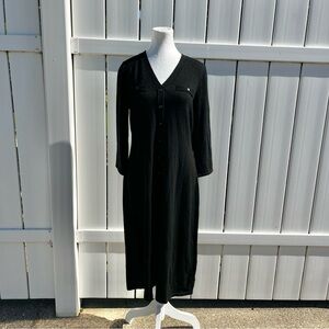 Talbots Classic Black Long Sleeve Wool Dress